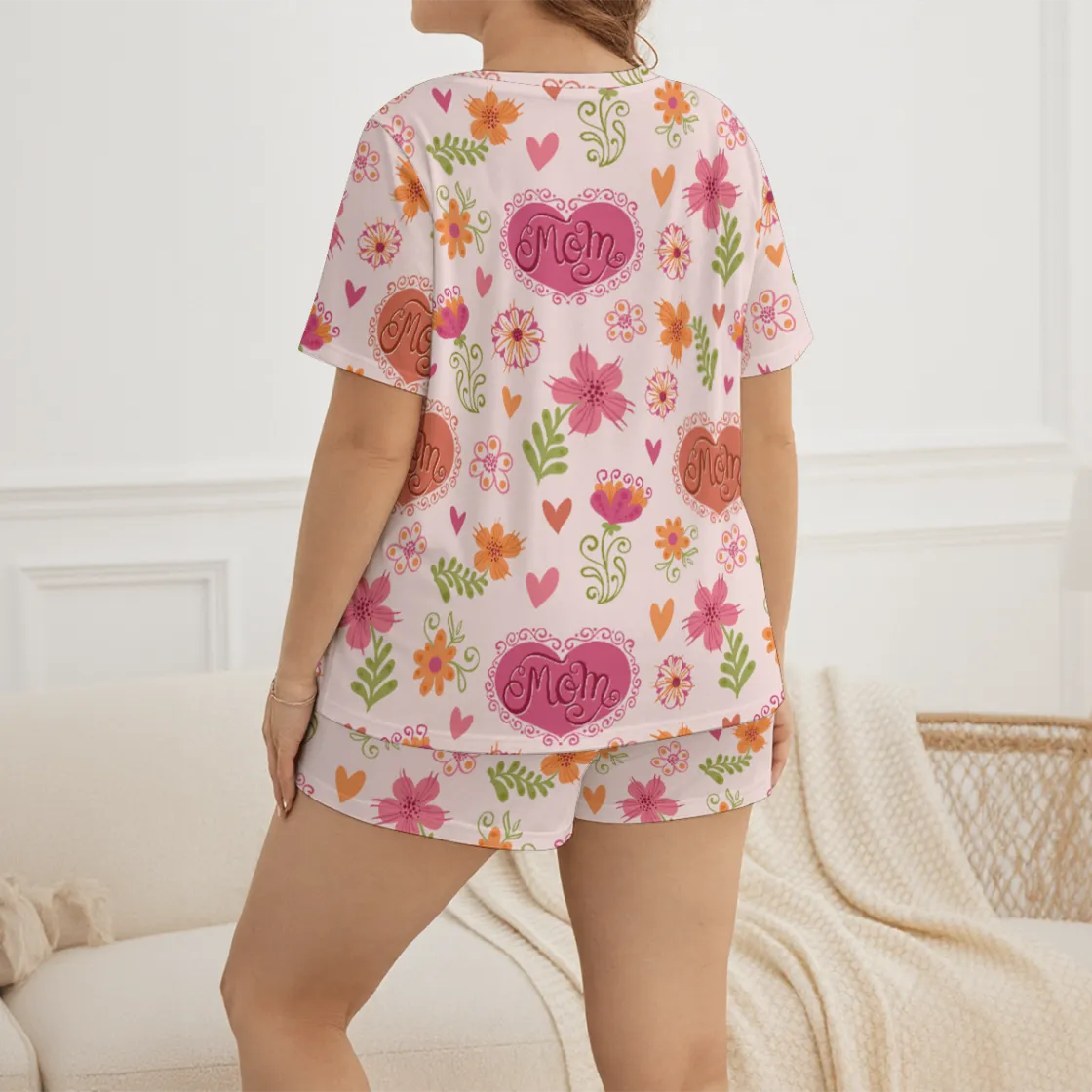 All-Over Print Women's Soft-Touch Pajama Set With Shorts