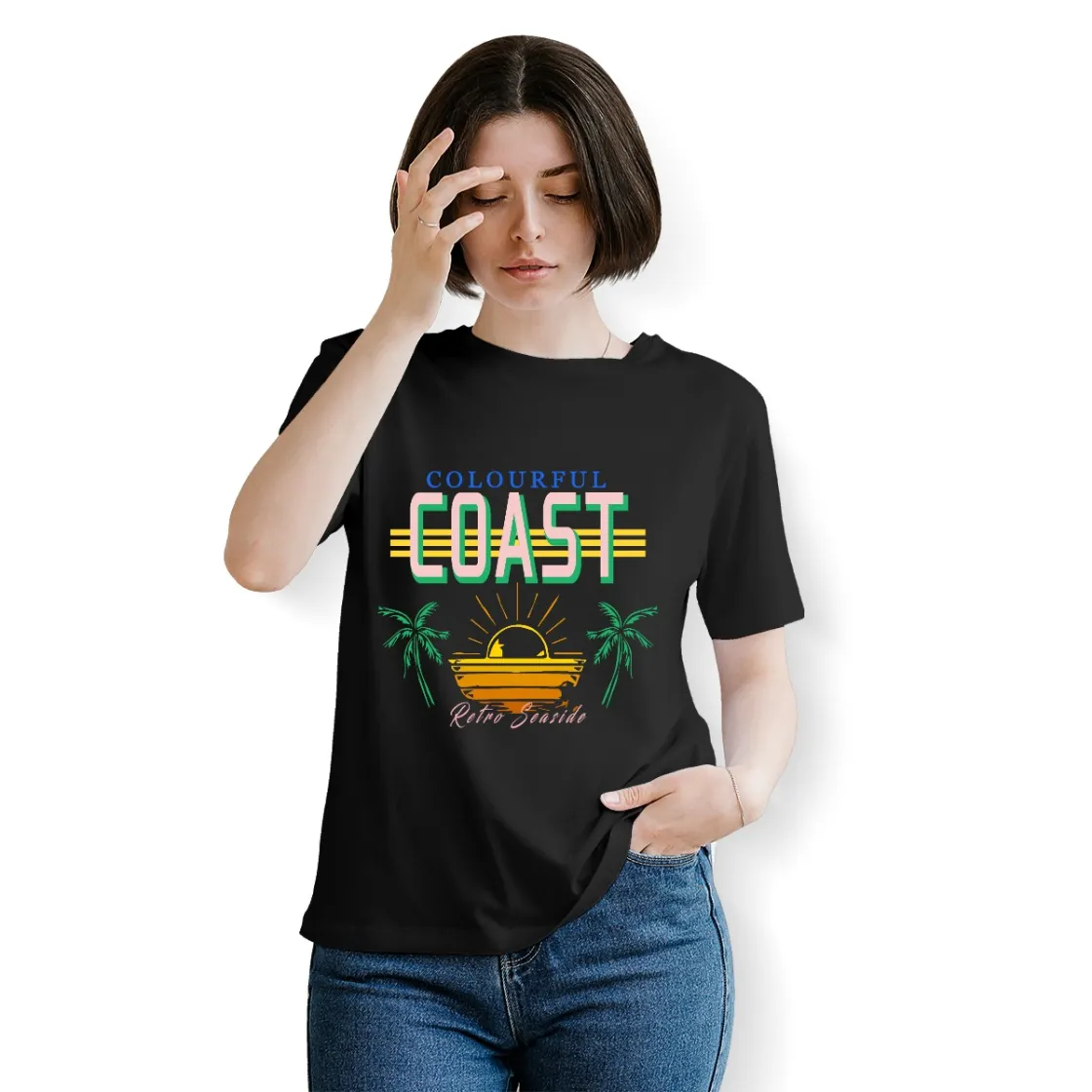 Women's Essential Crew Neck T-Shirt Printed in USA|180GSM Front DTF
