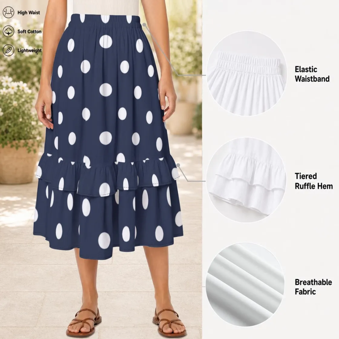 All-Over Print Women's Patchwork Ruffle Skirt