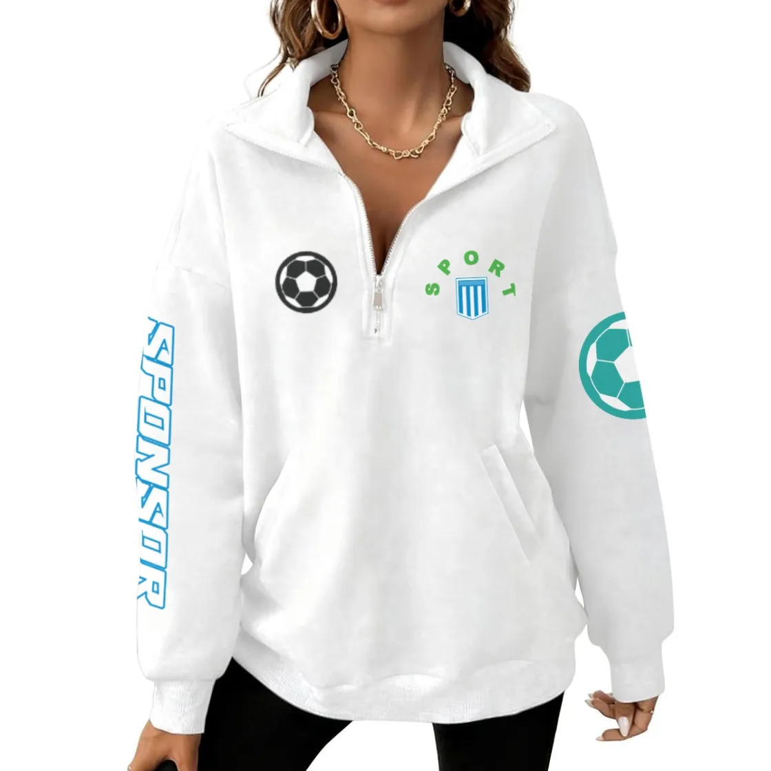 Women's Half-Zip Sweatshirt With Fleece|DTF