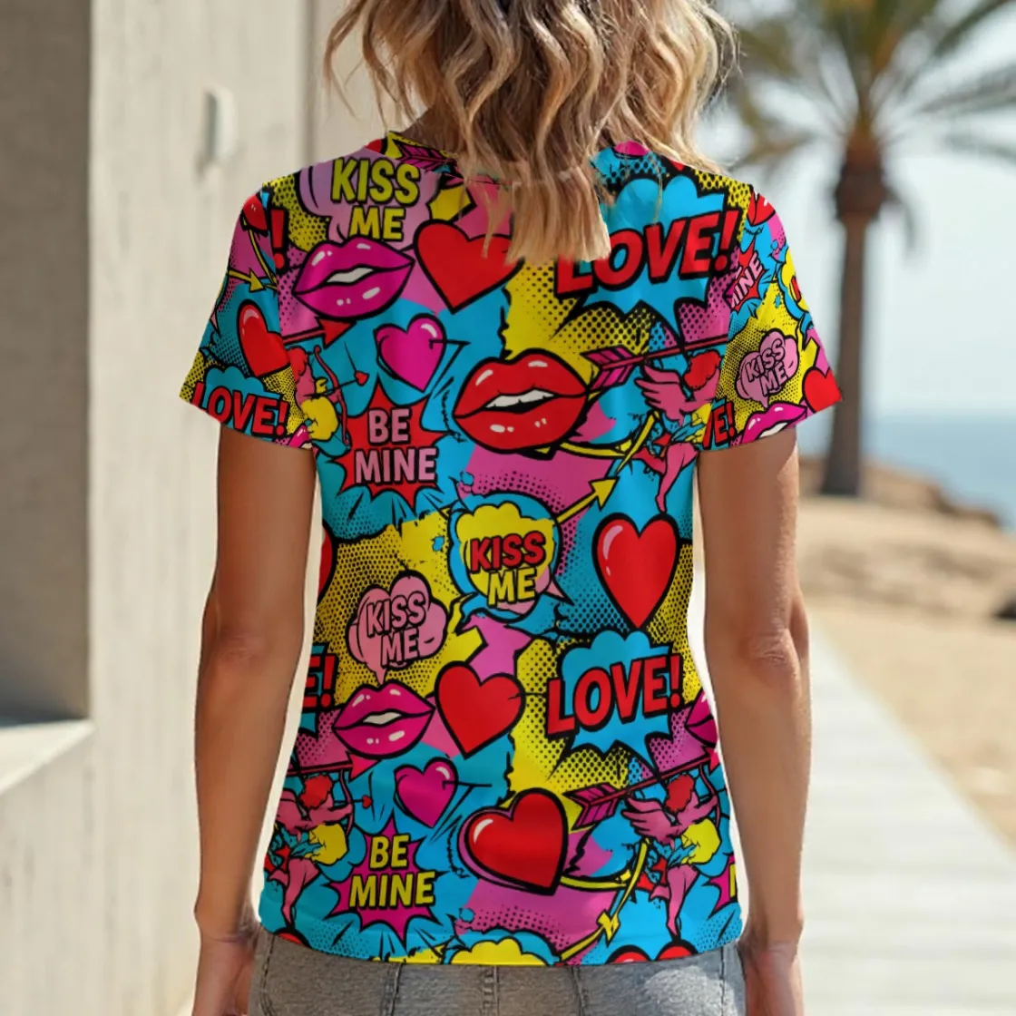 All-Over Print Women‘s V-neck T-Shirt|210GSM