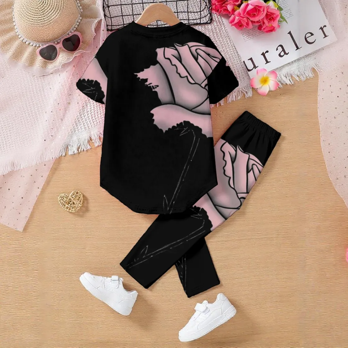 All-Over Print Kids' Casual Top and Pants Set