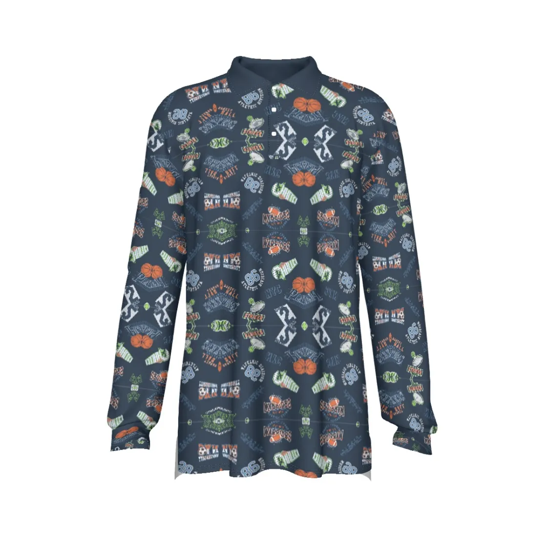 All-Over Print Men's Long Sleeve Polo Shirt