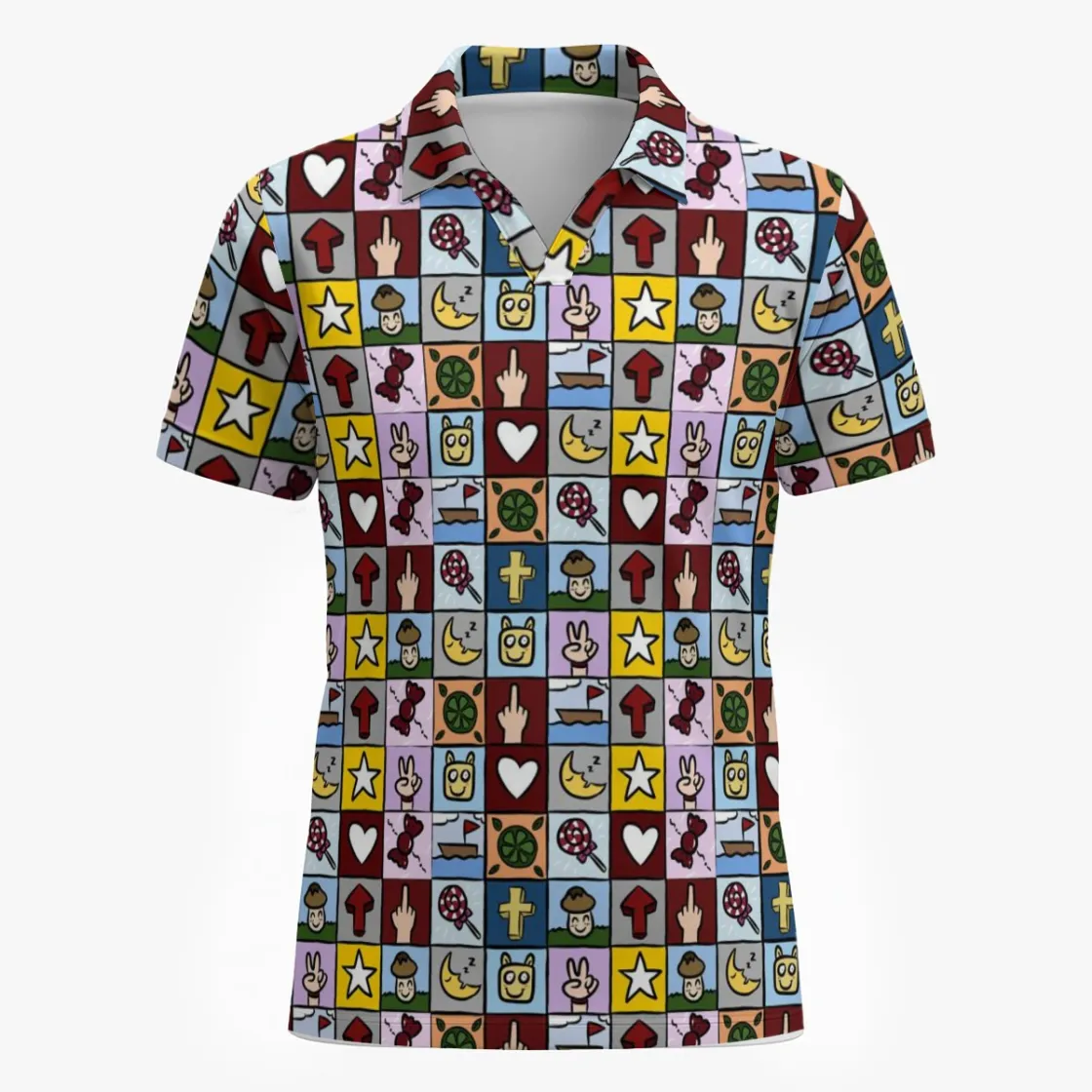 All-Over Print Men's V-Neck Polo Shirt