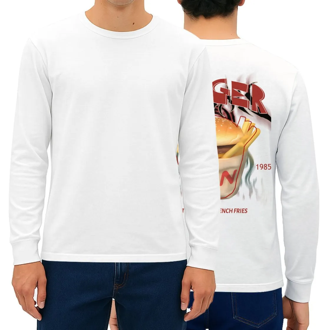 Men’s Long Sleeve T-Shirt Printed in USA| 180GSM Back DTF