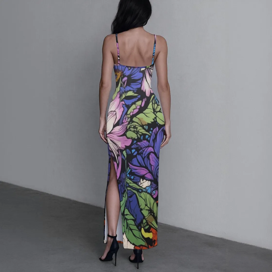 All-Over Print Women's Long Dress with Slit