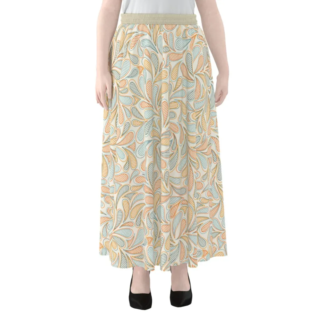 All-Over Print Women's Maxi Chiffon Skirts With Lining