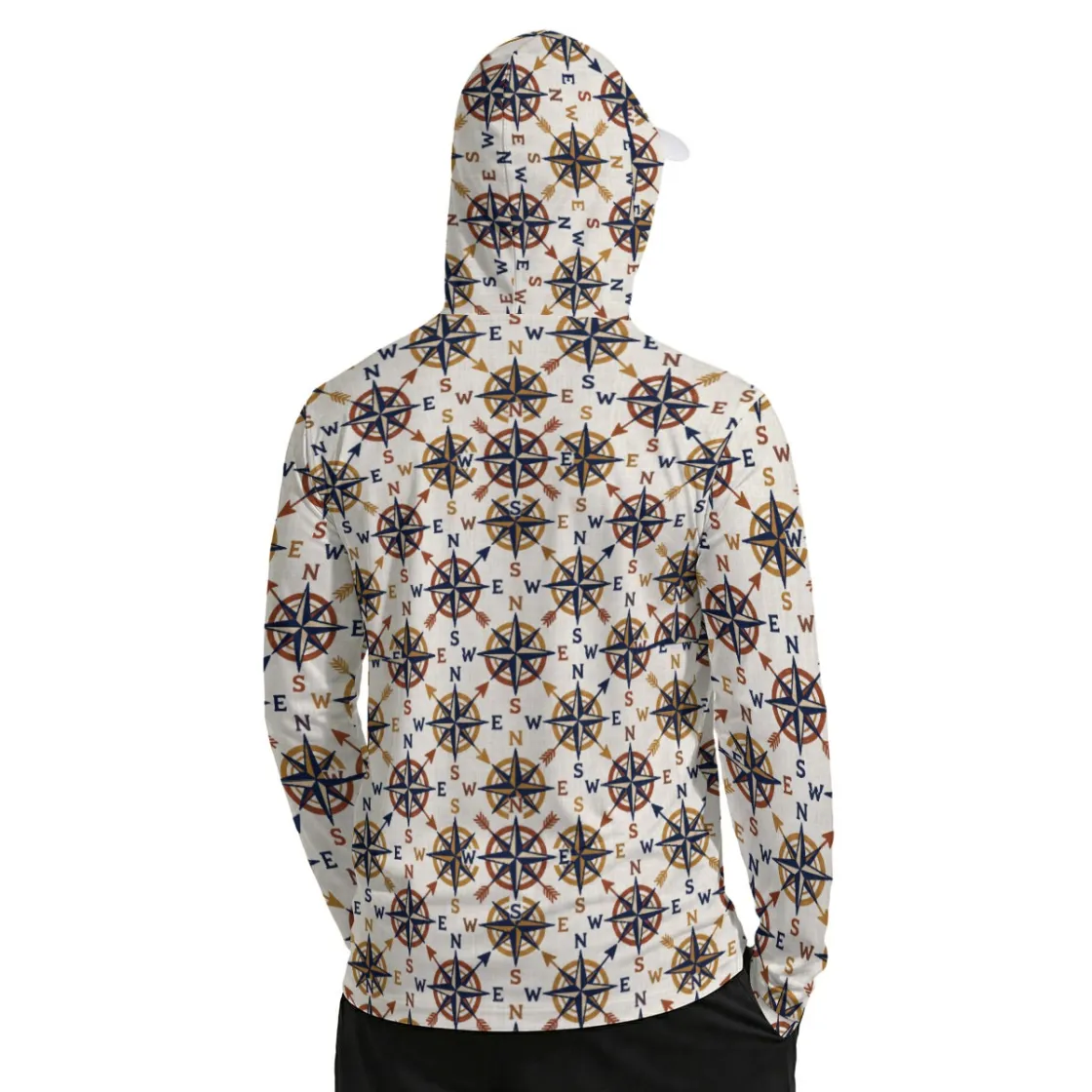 All-Over Print Men’s Sun Protection Hoodie with Face Cover and Thumb Holes
