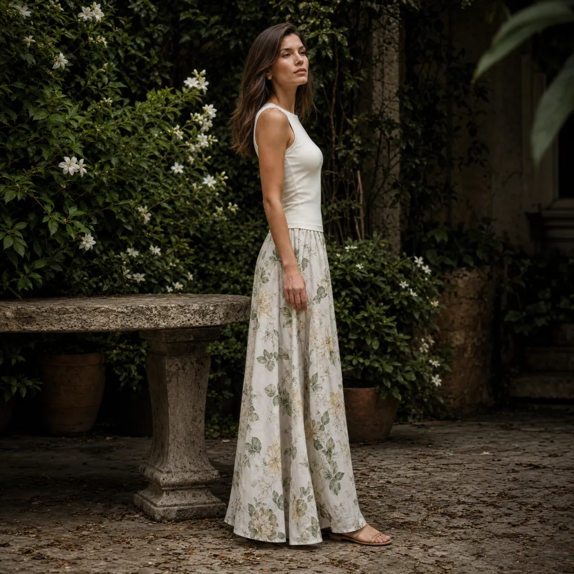 All-Over Print Women's Maxi Chiffon Skirts With Lining
