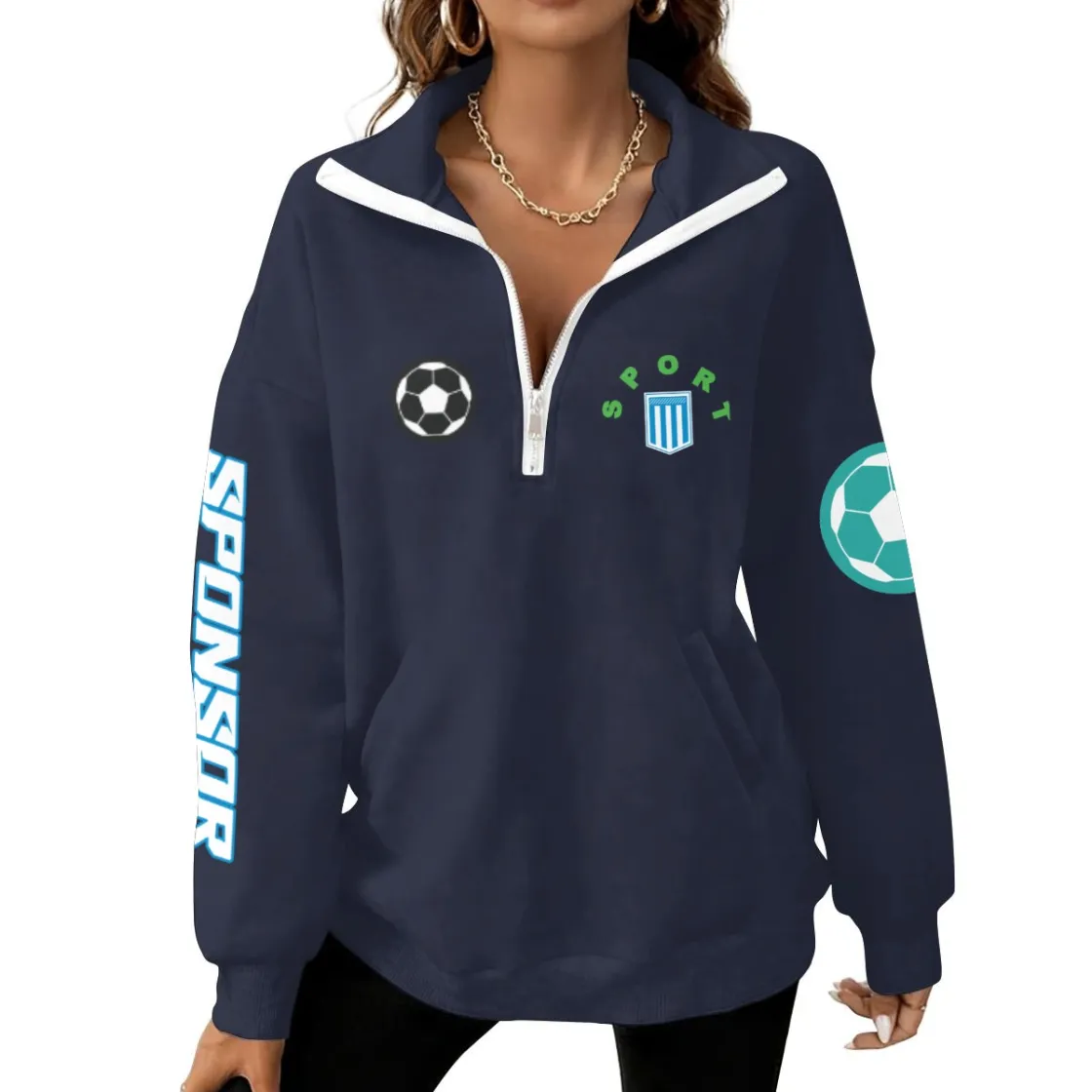 Women's Half-Zip Sweatshirt With Fleece|DTF