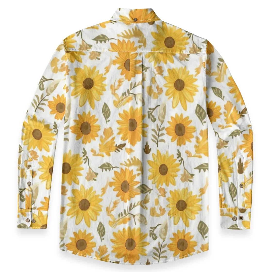 All-Over Print Men's Casual Lapel Long Sleeve Shirt|140GSM Slub Cotton