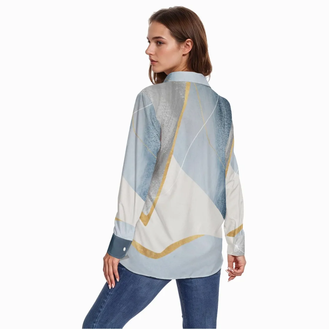 All-Over Print Women's Comfort Shirt With Button|140GSM Slub Cotton