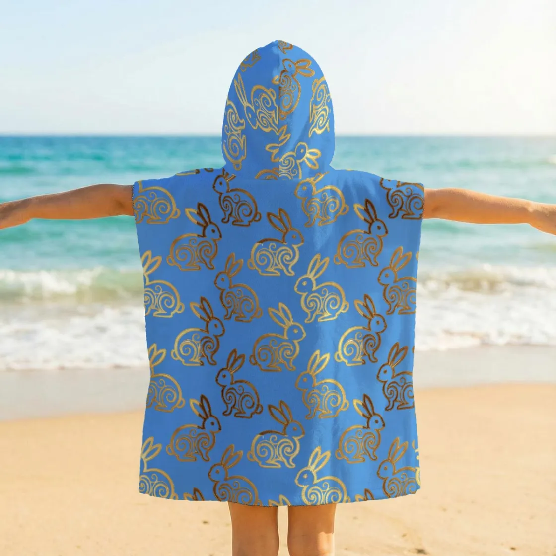 All-Over Print Kid's Hooded Towel Poncho