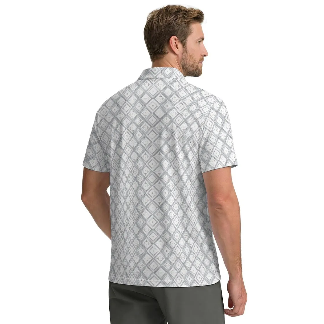 All-Over Print Men’s Polo Shirt with Chest Pocket