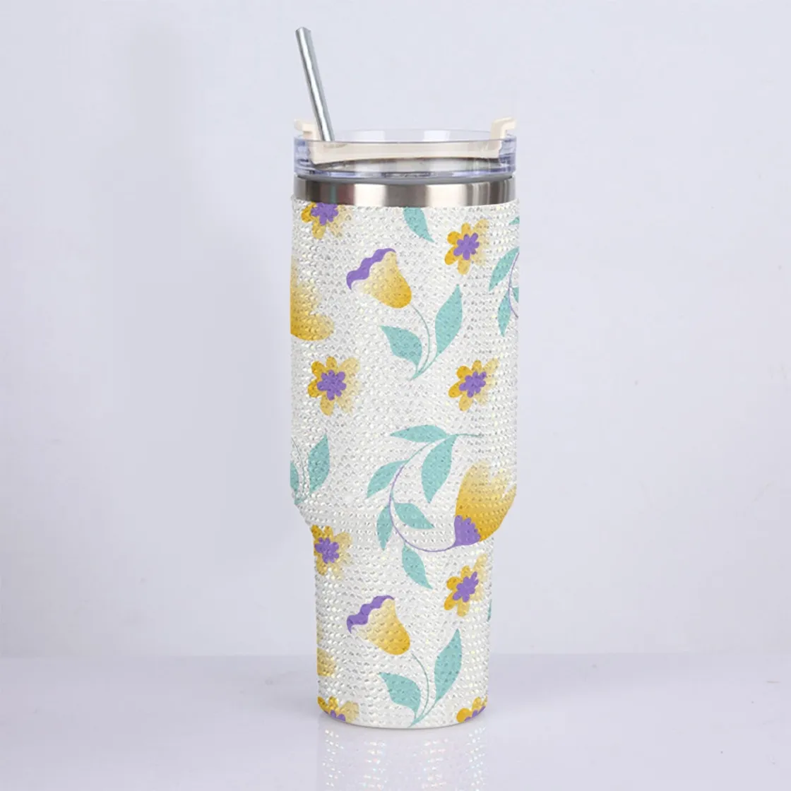 40oz Diamond Cup With Stainless Steel Straw