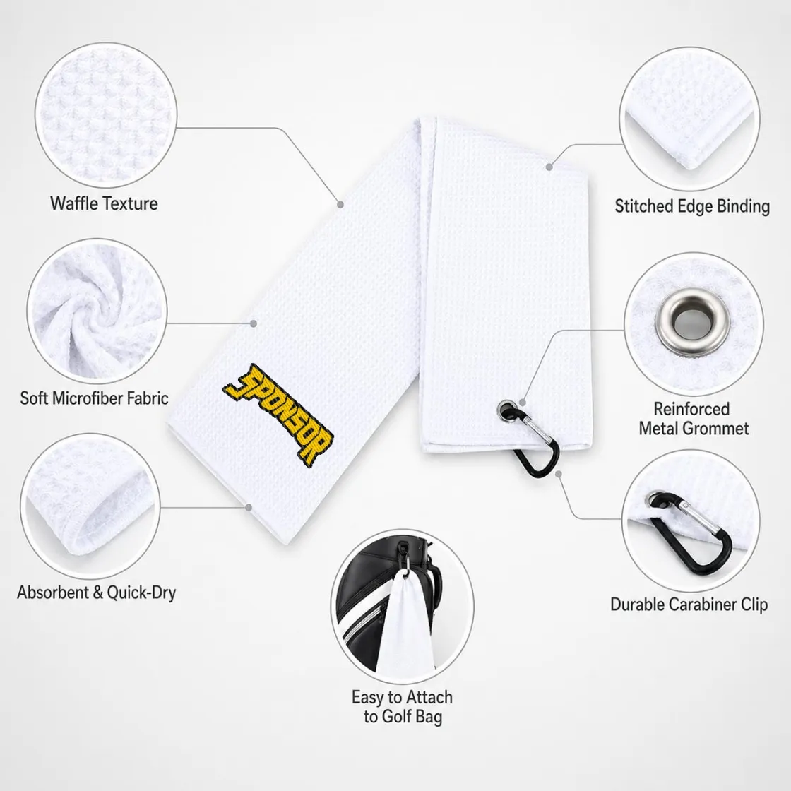 Embroidery Square Golf Towel（40x60cm）