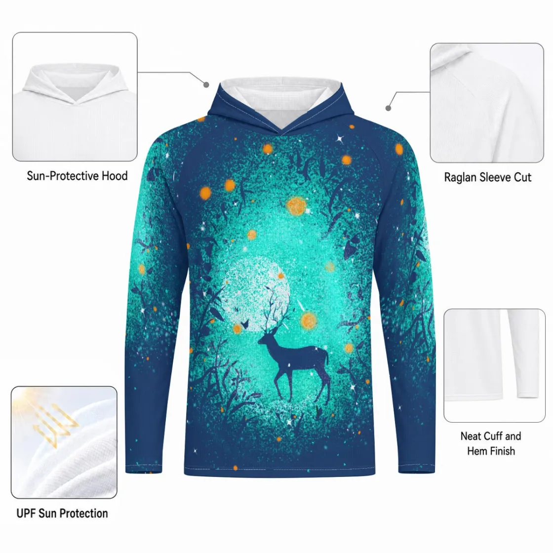 All-Over Print Men's Sun Protection Hooded Sport Top