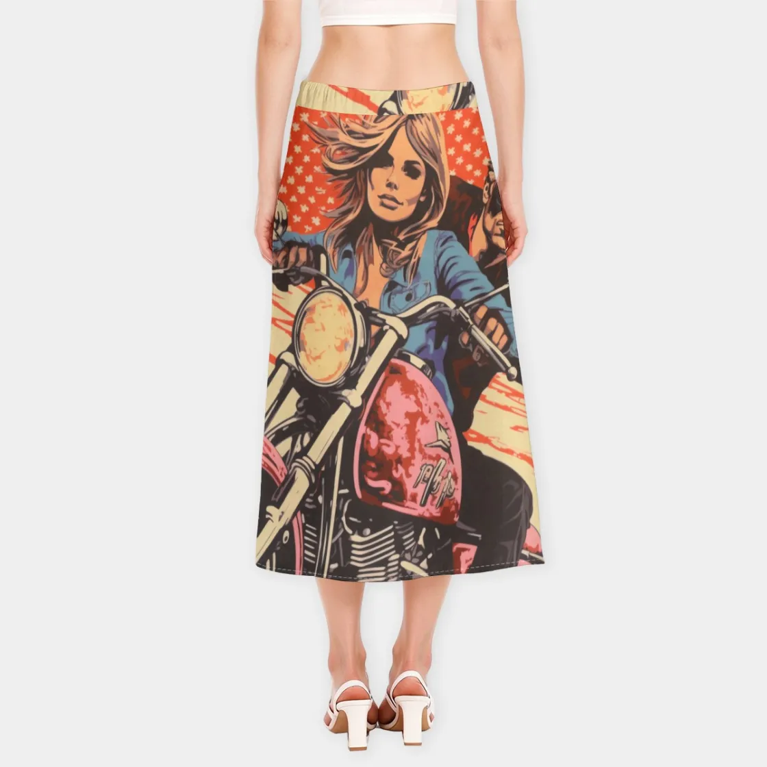 All-Over Print Women's High-Waisted Slit Midi Skirt