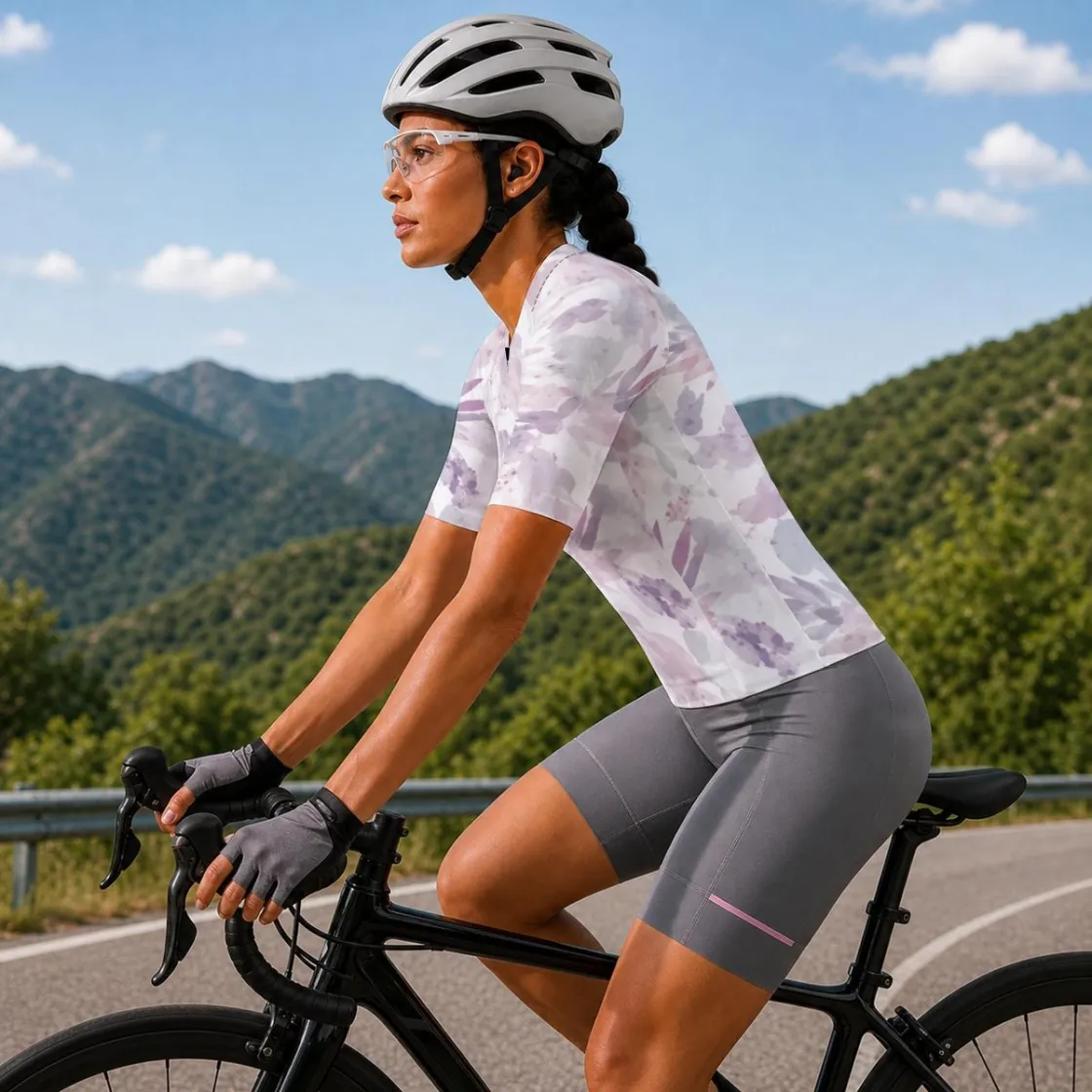 aop Women's Short-Sleeve Cycling Jersey with Black Zipper