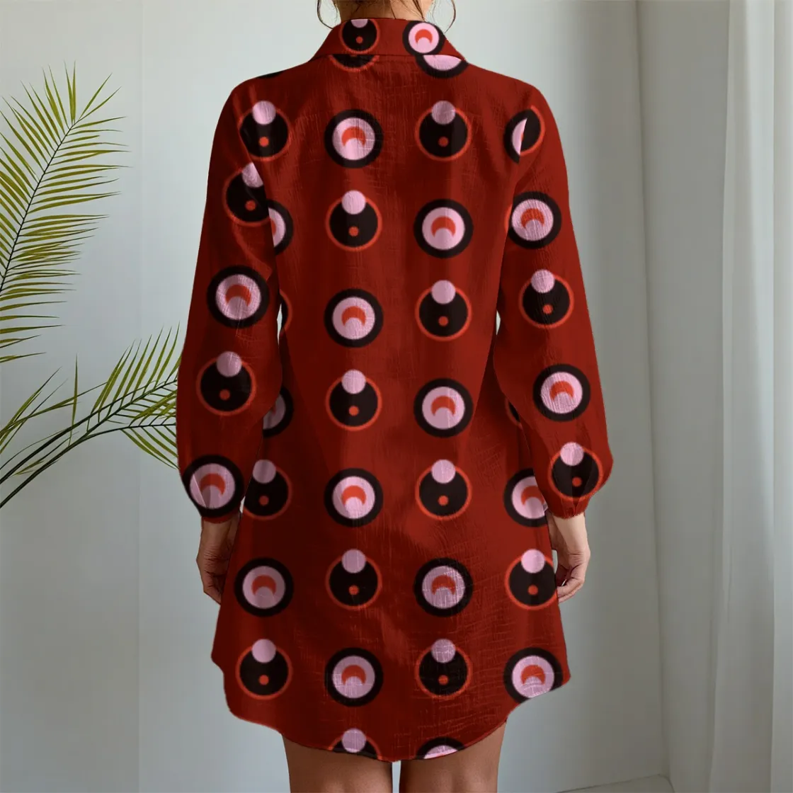 All-Over Print Women's Long Sleeve Shirt Dress