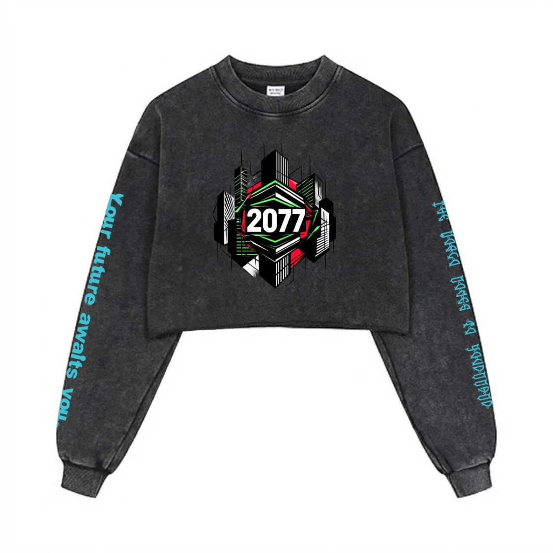 Women’s Cropped Distressed Sweatshirt380GSM Cotton DTF