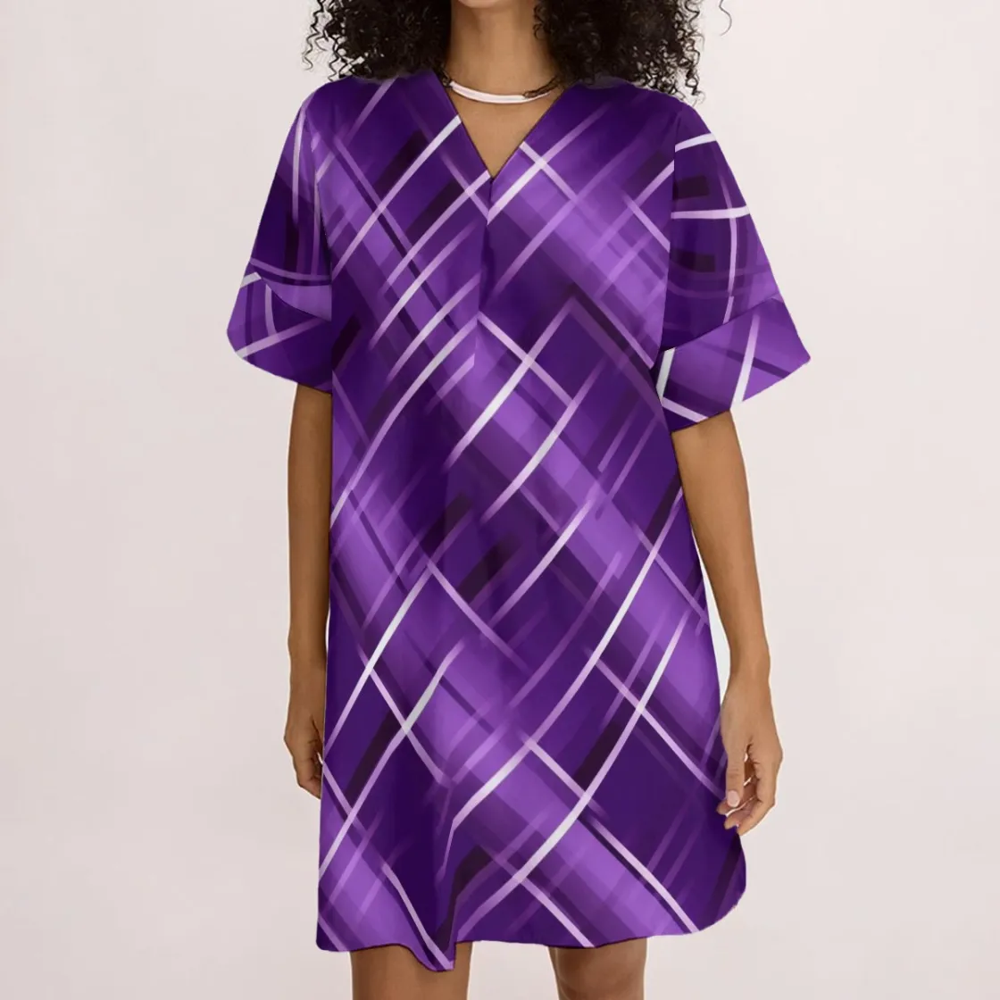 All-Over Print Women's V-neck corset dress