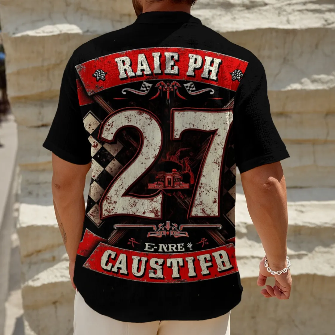 All-Over Print Men's Henley Polo Shirt