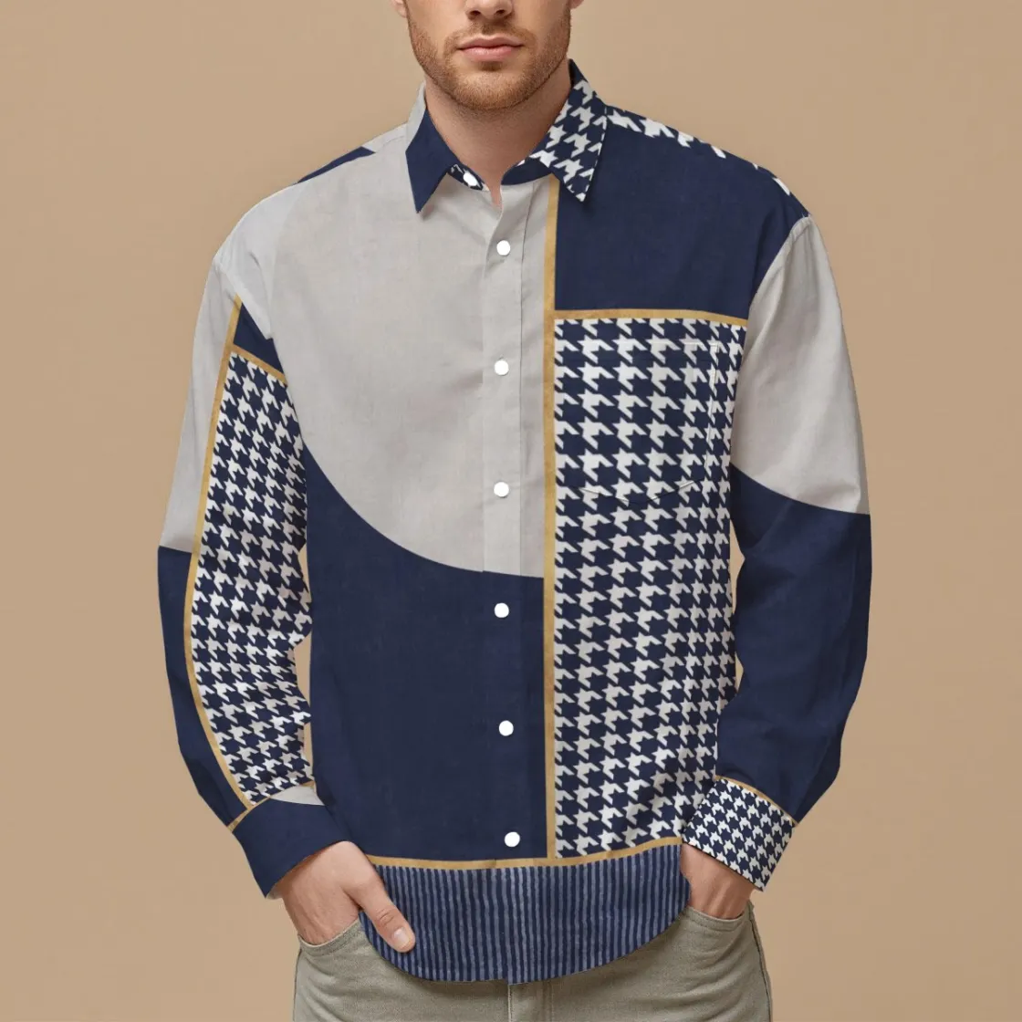 All-Over Print Men's Slim Fit Long Sleeve Shirt