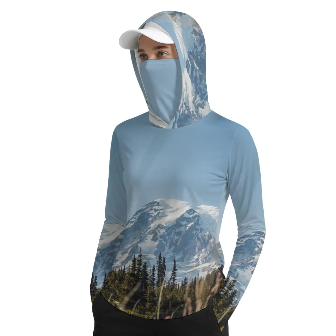 All-Over Print Women’s Hooded Face-Cover Sun Protection Tshirt