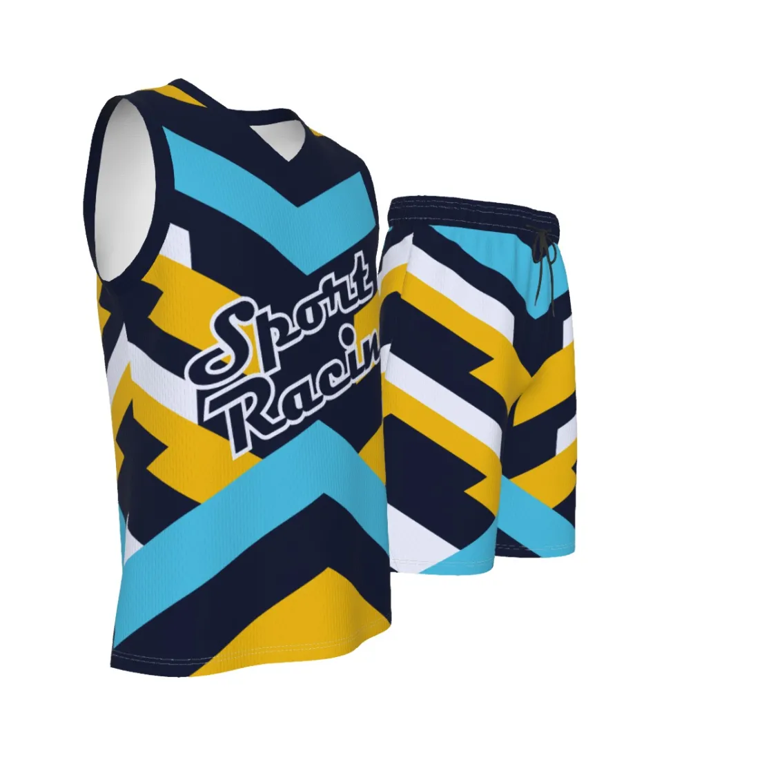 All-Over Print Men's V Neck Basketball Suit