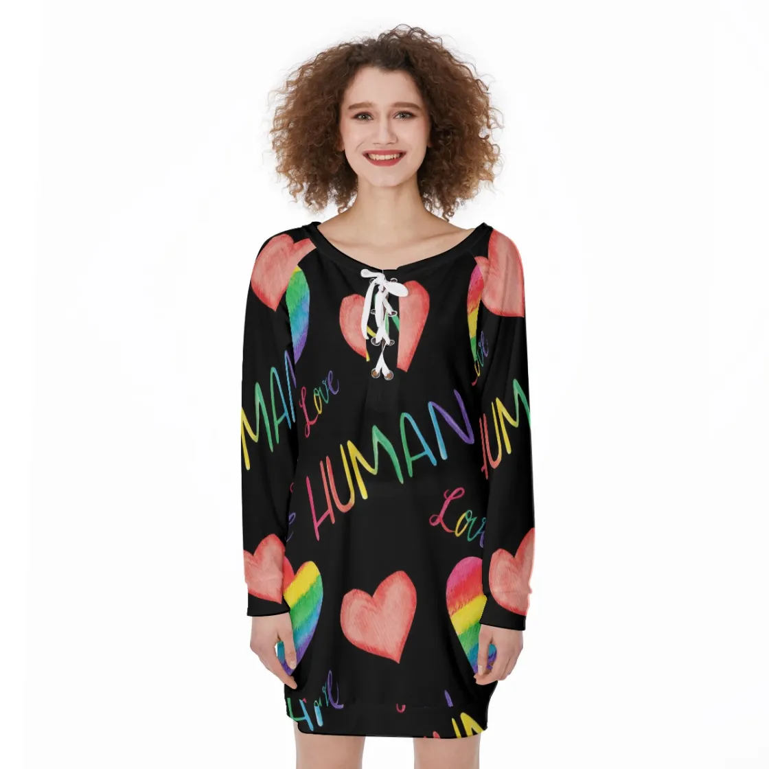 All-Over Print Women's Lace-Up Sweatshirt