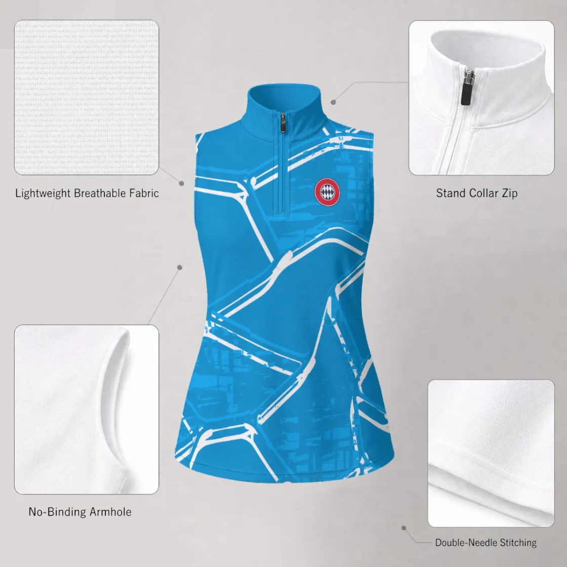 All-Over Print Women’s Sleeveless Sun-Protection Sports Polo
