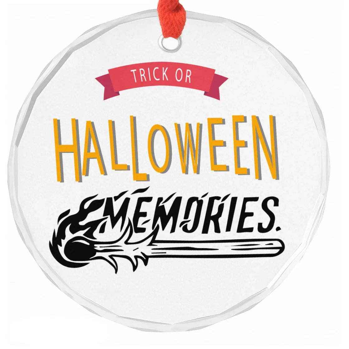 Irregular Edge Clear Glass Hanging Ornament Printed in USA