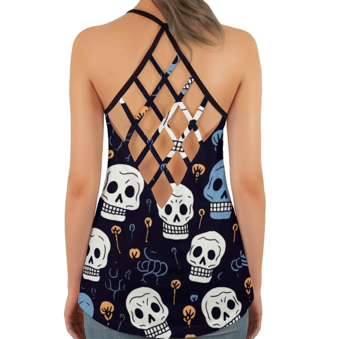 All-Over Print Women's Criss-Cross Open Back Tank Top