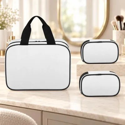3-Piece Large-Capacity Travel Cosmetic Bag Set With PVC Back Panel