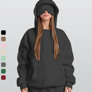 Women's Travel Nap Hoodie with Built-in Eye Mask|DTF