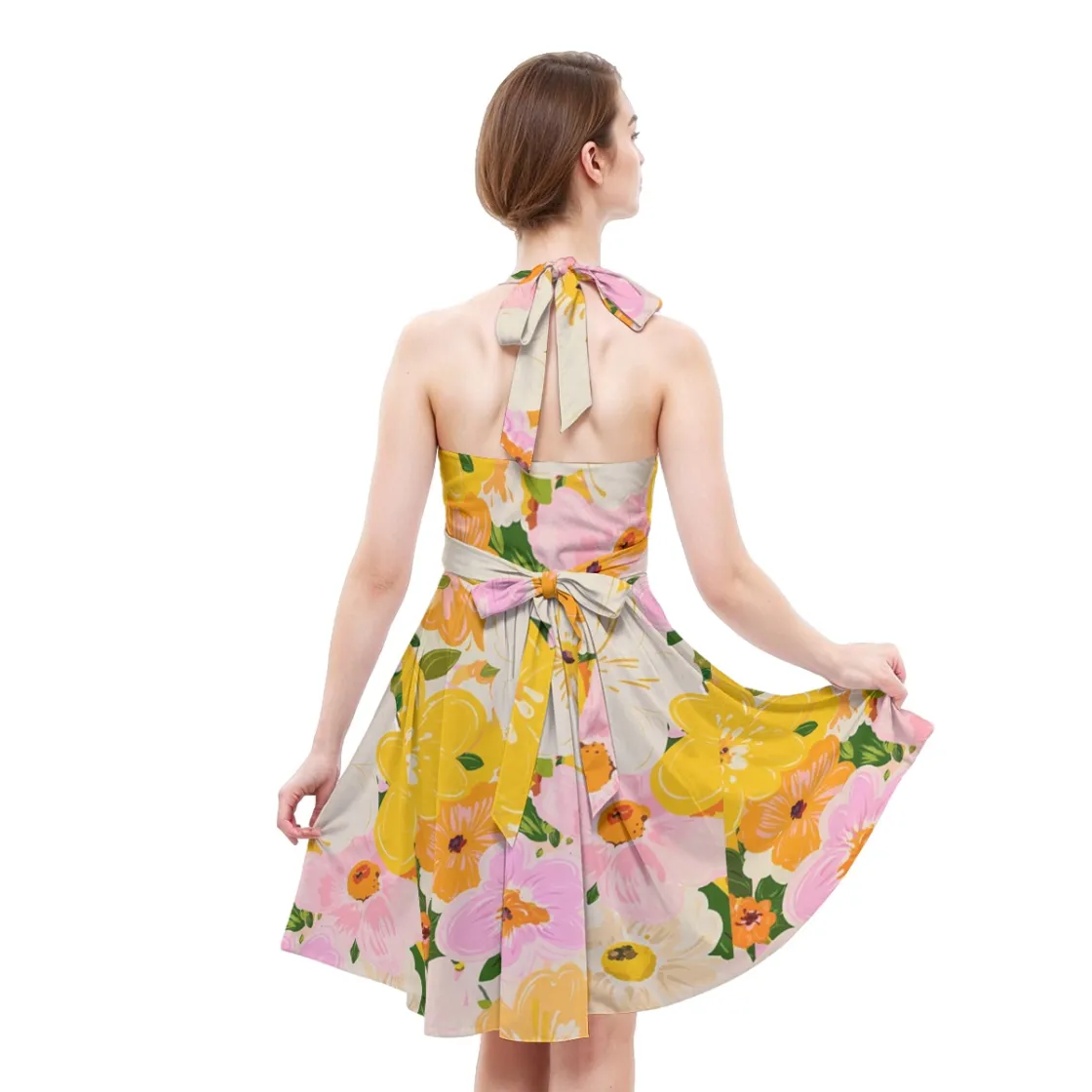 All-Over Print Women’s Halter Skater Dress