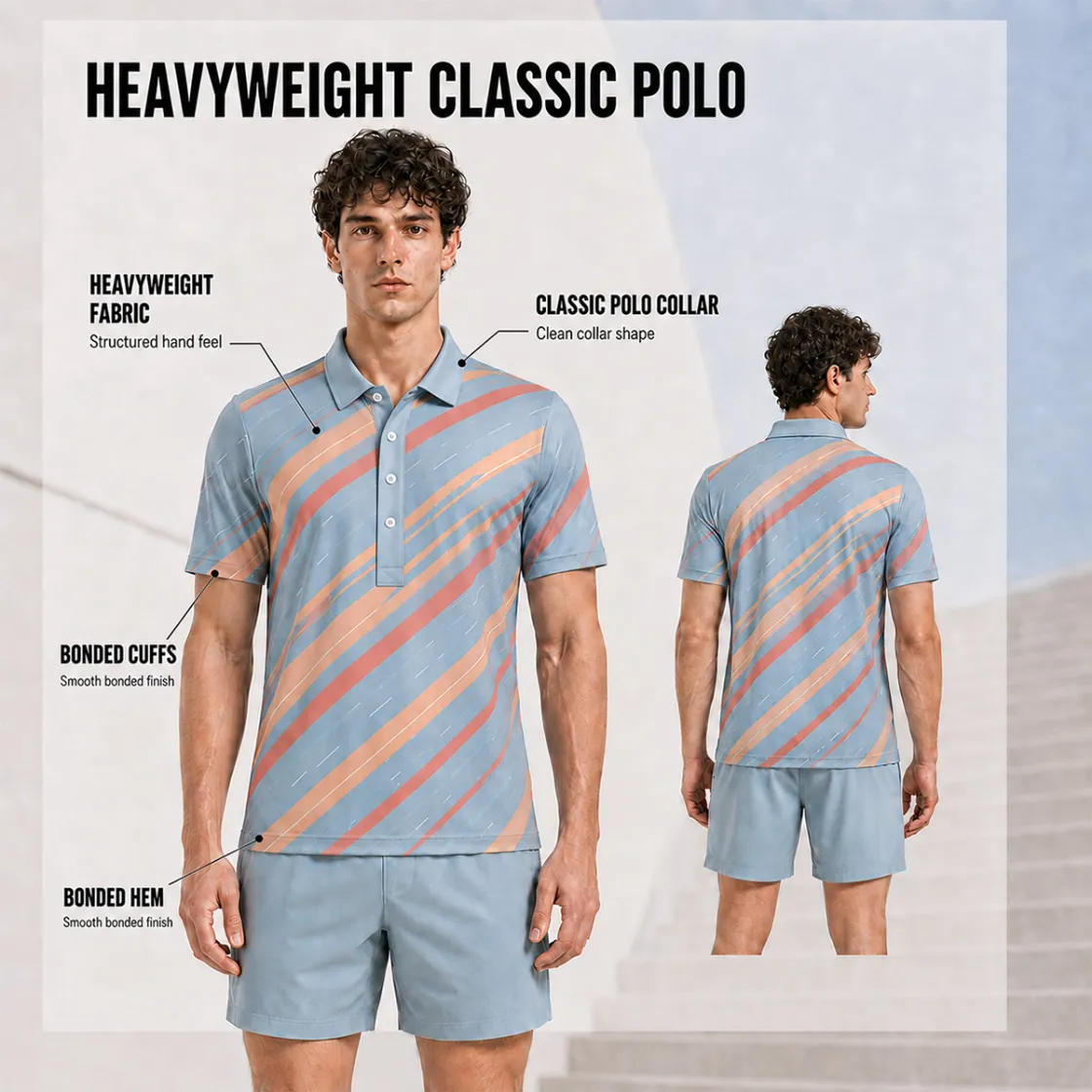 All-Over Print Men's Polo Shirt|Bonded Seam