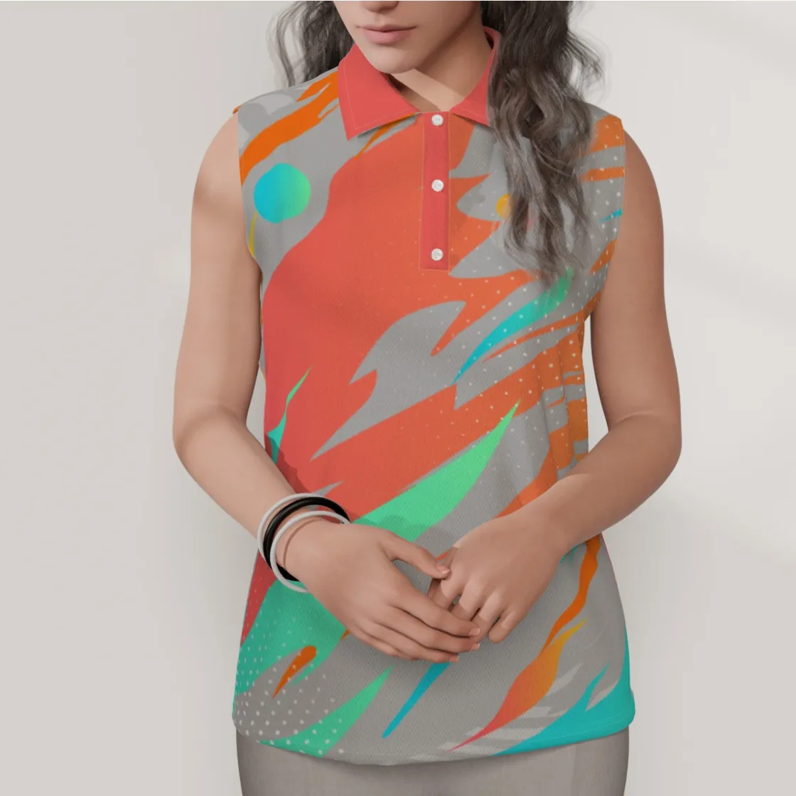All-Over Print Women's Sleeveless POLO Shirt