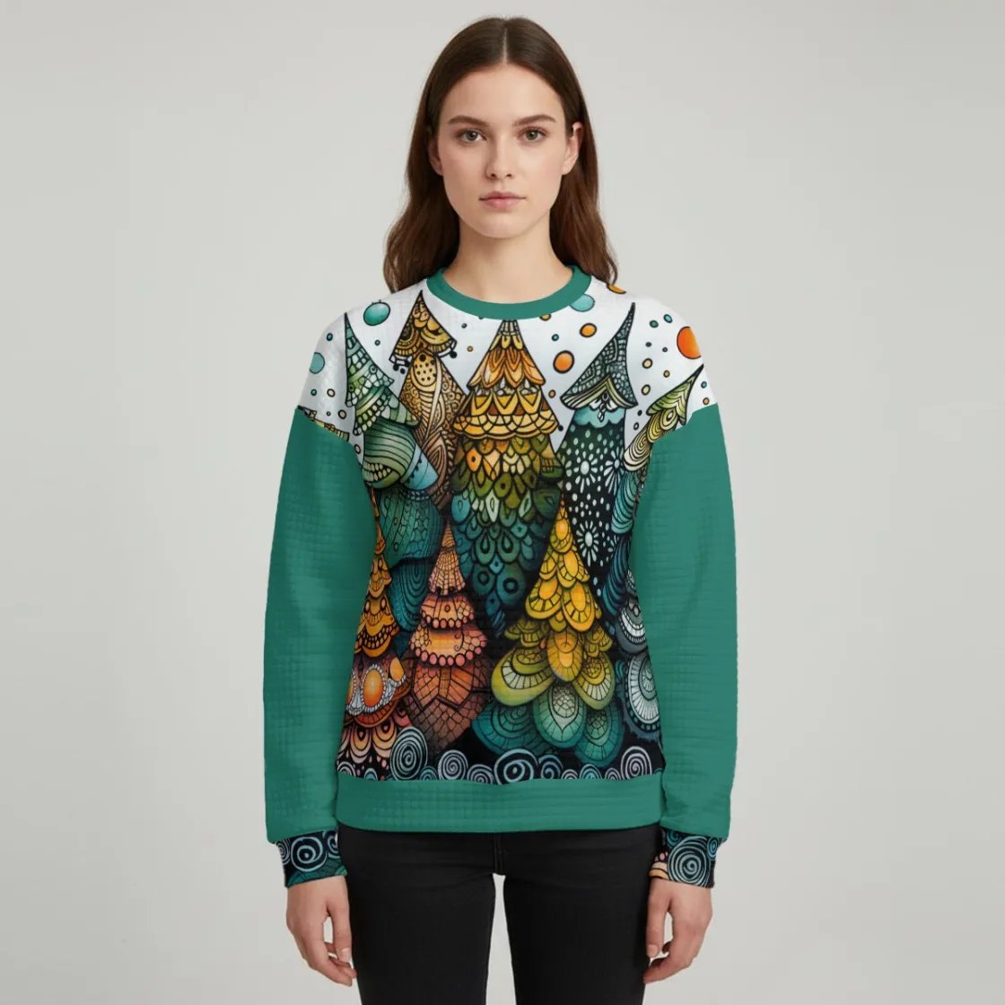 All-Over Print Women's Thick Waffle Knit Sweatshirt
