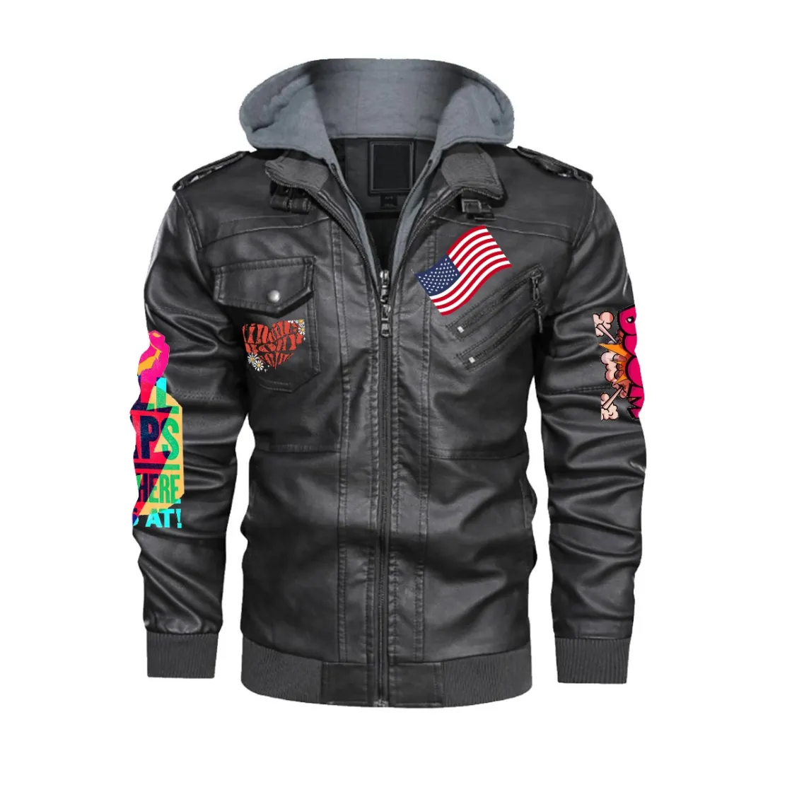 Men's Zip Leather Jacket |DTF