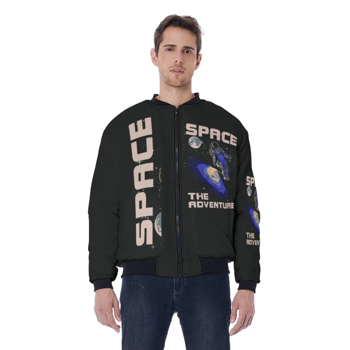 All-Over Print Men's Bomber Jacket Without Sleeve Pocket