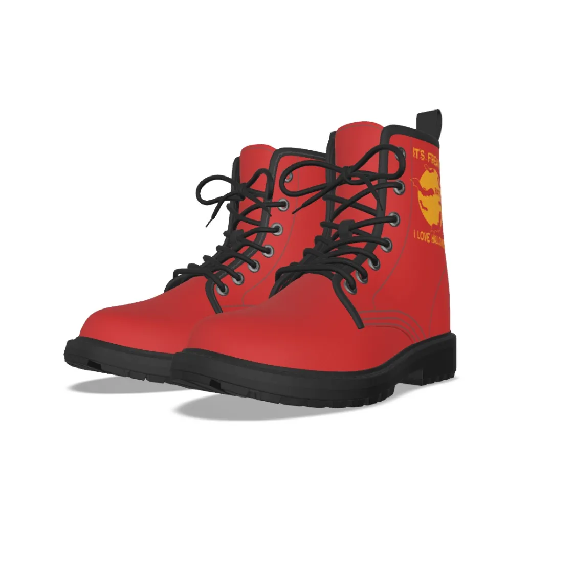 All-Over Print Women's Martin Short Boots With Black Bottom