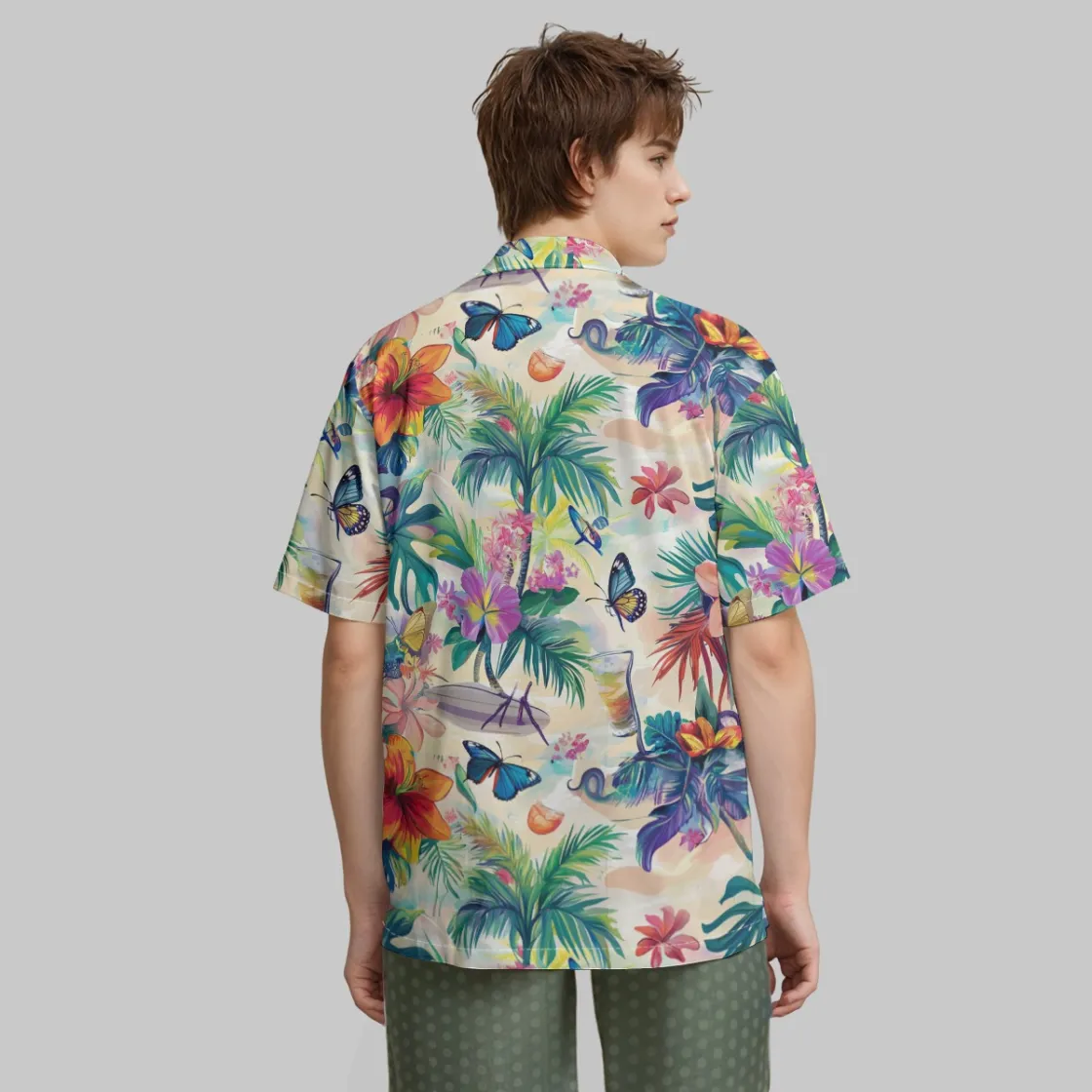 All-Over Print Hawaiian Shirt With Pocket|115GSM Cotton poplin