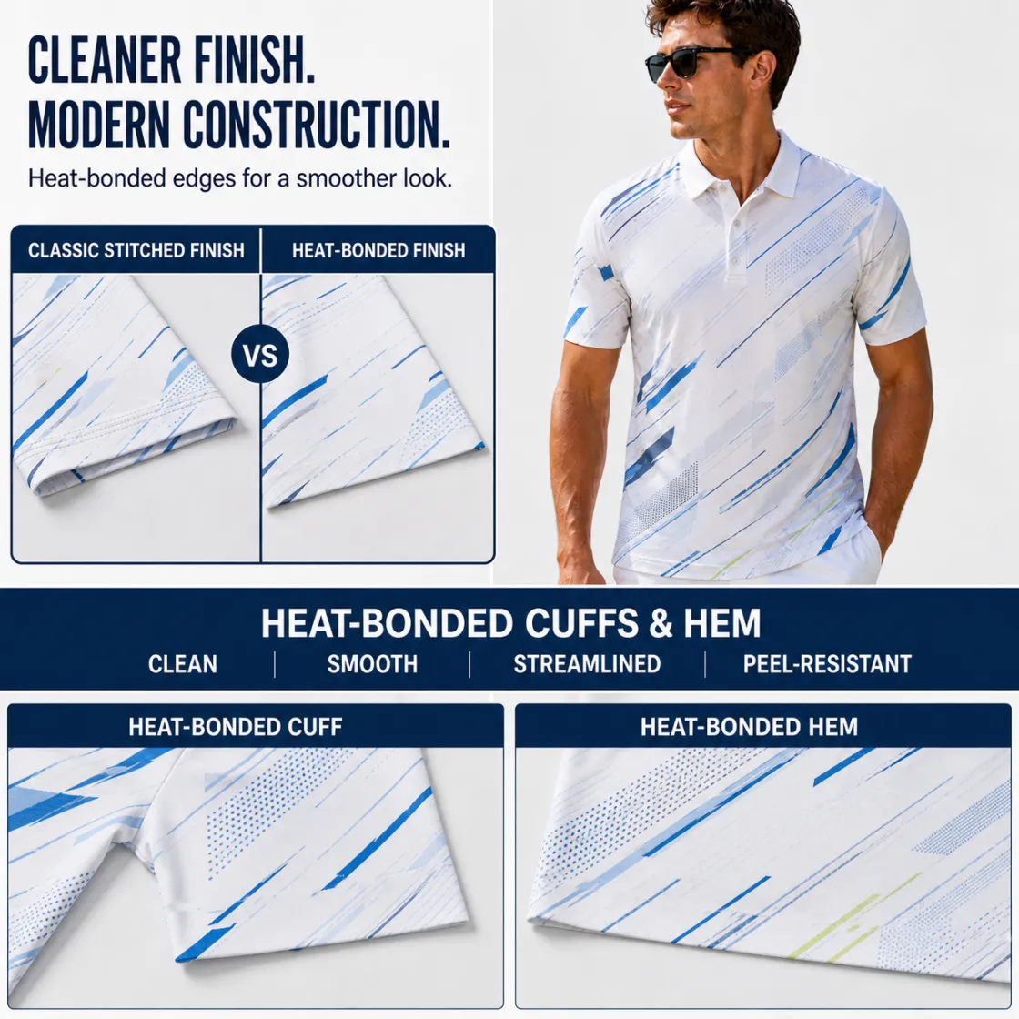 All Over Print Men‘s Two-Piece Collar Polo Shirt|Bonded Seam