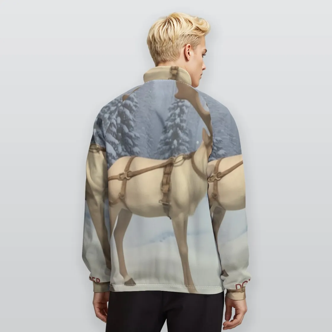 All-Over Print Men's Raglan Sleeve Stand Collar Jacket