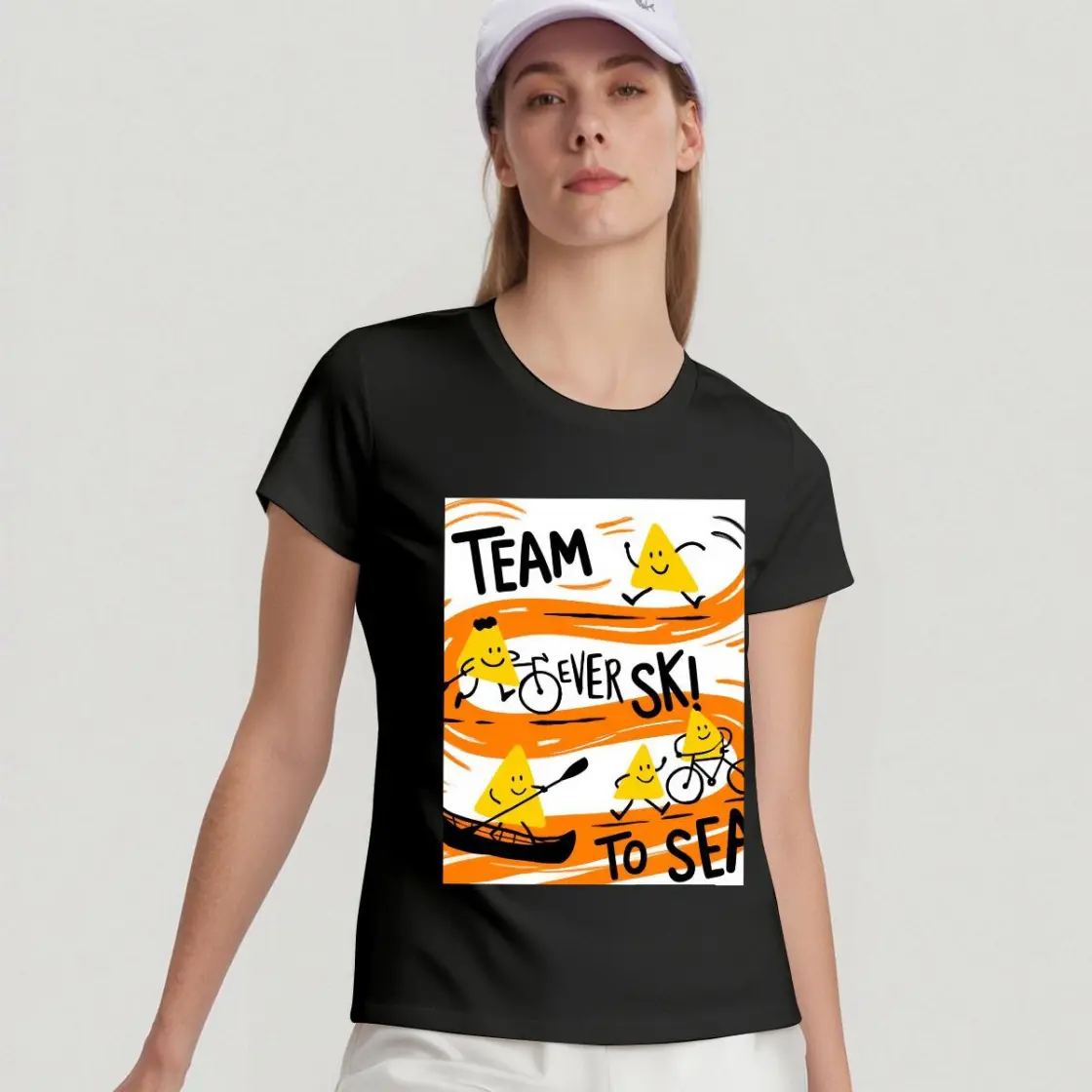 Women's Round-Neck Short-Sleeved T-Shirt Printed in USA|200GSM Cotton DTF