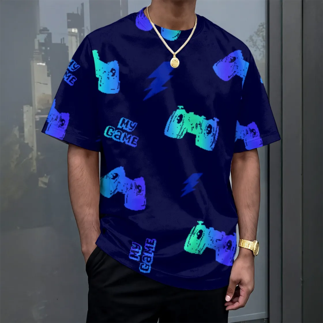 All-Over Print Unisex Drop-shoulder T-shirt|180GSM