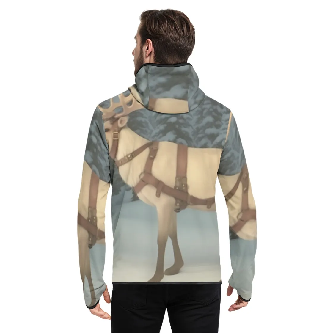 All-Over Print Men's Stylish Hoodie with Thumb Hole Design