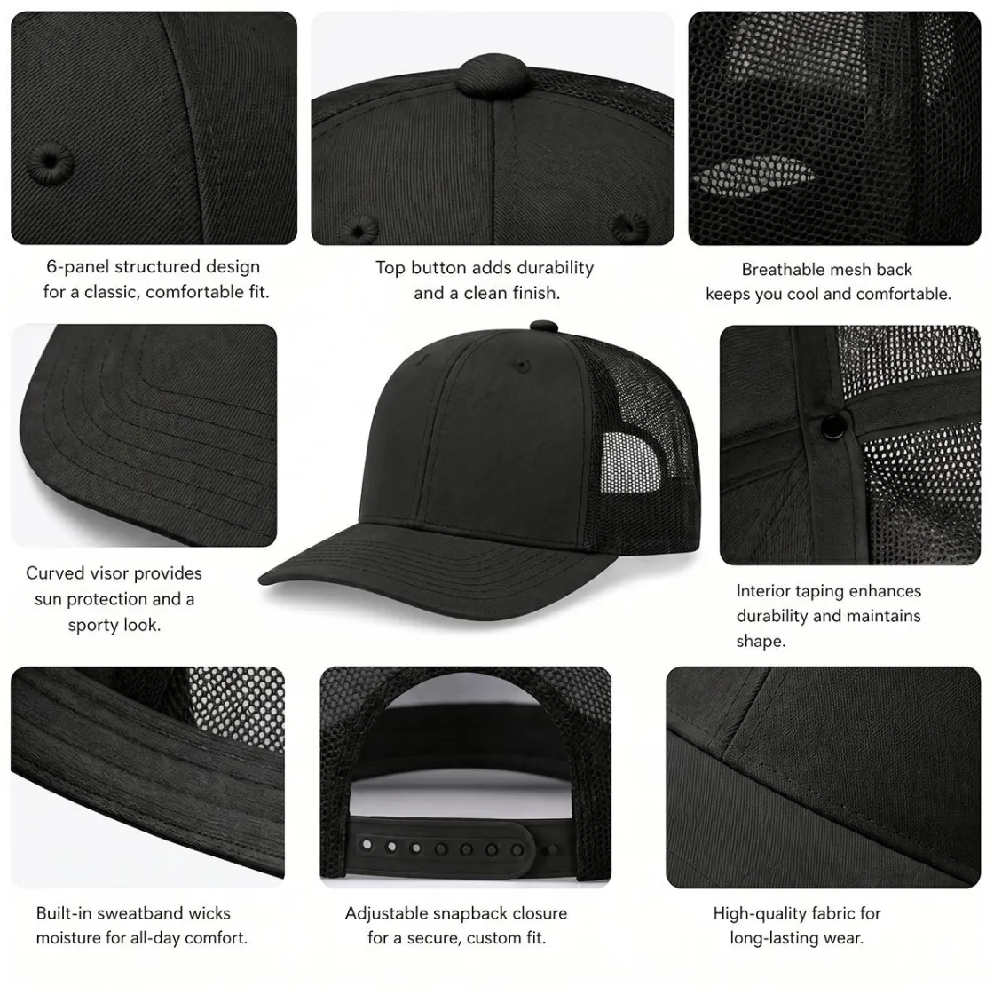 Embroidery Curved Mesh Cap For Golf